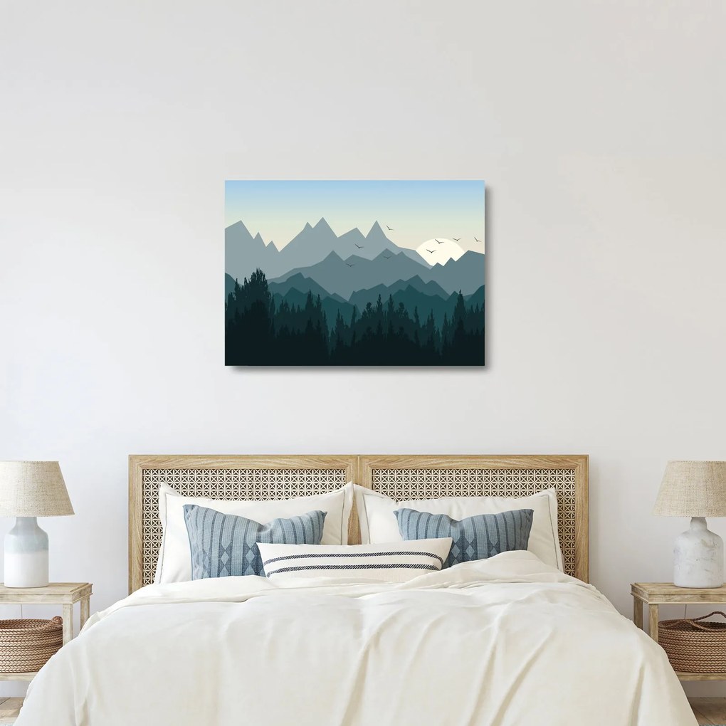 Obraz na szkle - Góry oczami grafika (70x50 cm)