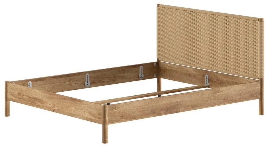 Łóżko dwuosobowe z litego drewna dębowego bez stelaża 160x200 cm w naturalnym kolorze Olive Rope – Vipack