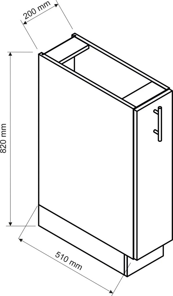 Dolna szafka kuchenna cargo 20 cm beż piaskowy - Bixor 4X