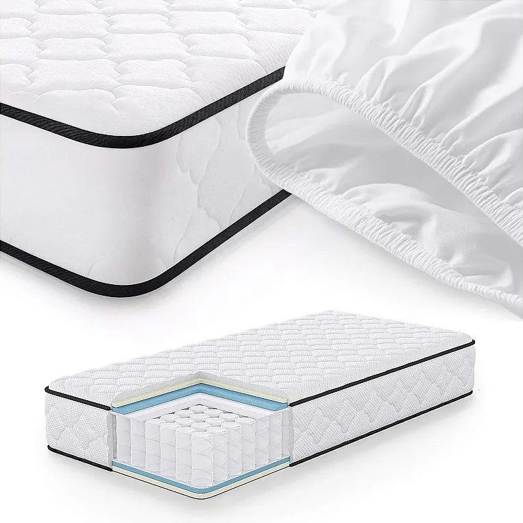 Materac sprężynowy z ochraniaczem AKORD 7-strefowy H3 90x190 cm