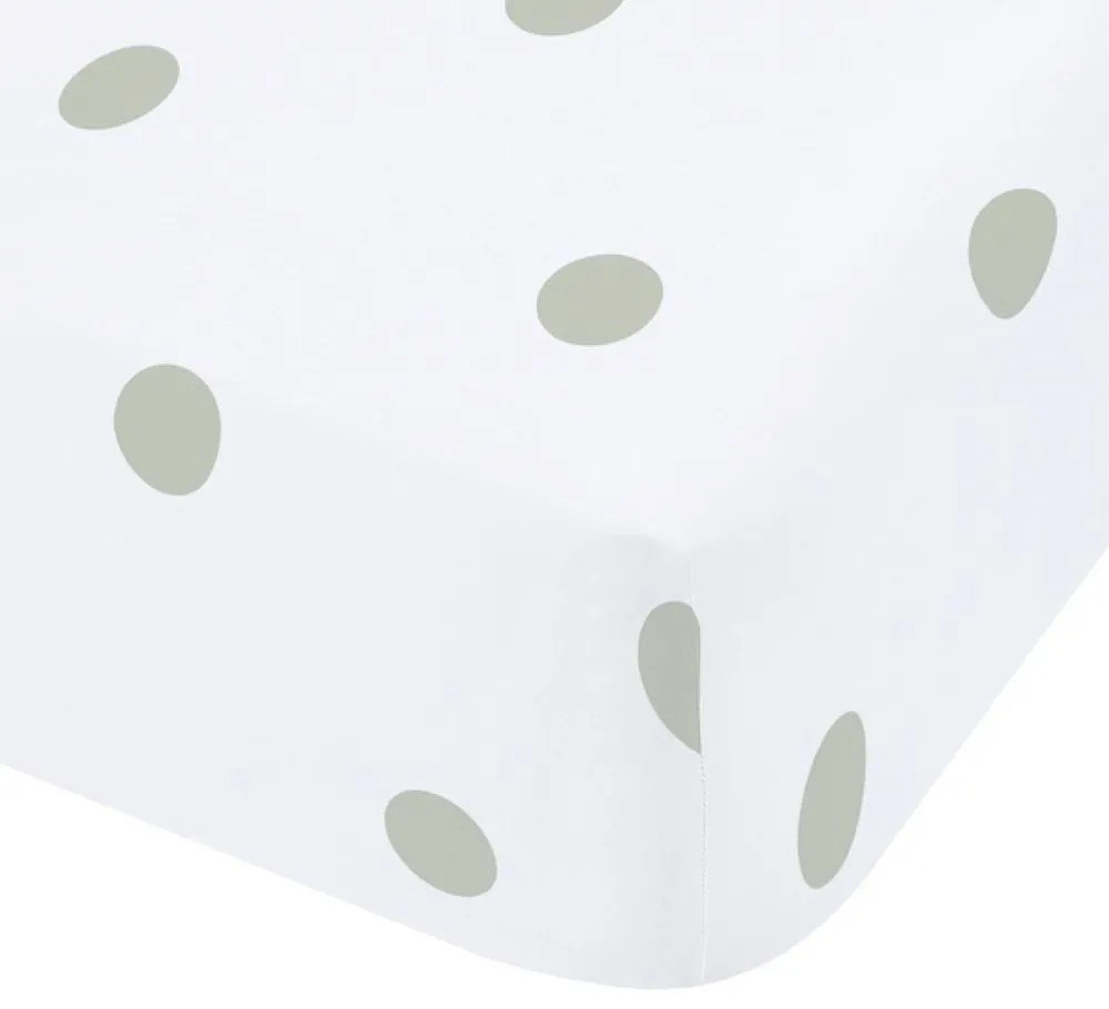 Białe/zielone flanelowe prześcieradło z gumką 135x190 cm Polka Dot – Catherine Lansfield