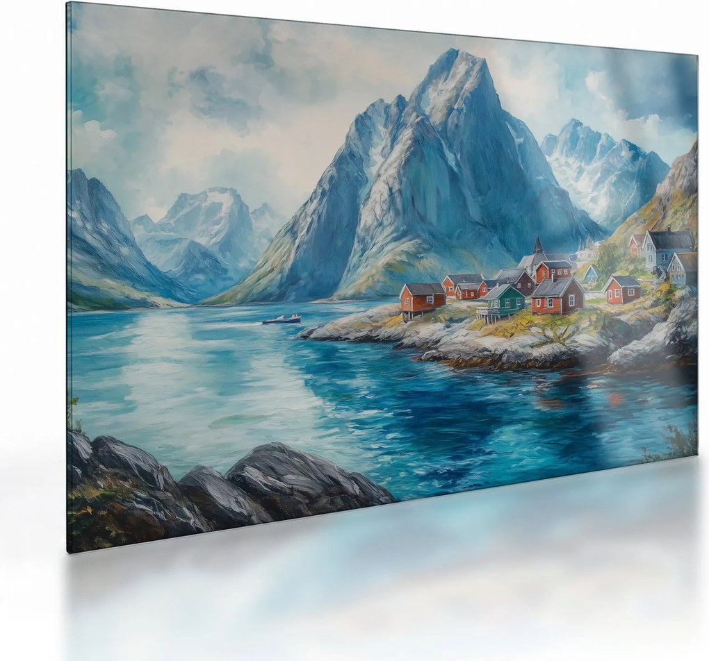 Obraz na szkle - Norweskie miasteczko (70x50 cm)