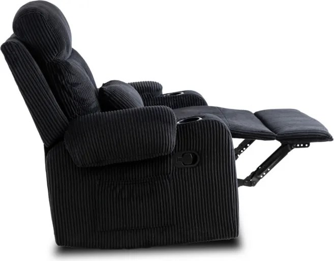 Fotel Rozkładany z Podnóżkiem TORRES Czarny Sztruksowy Nowoczesny