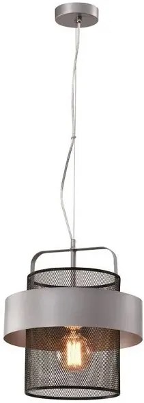 Loftowa lampa wisząca ze srebrną opaską wokół klosza - V147 A8-H55