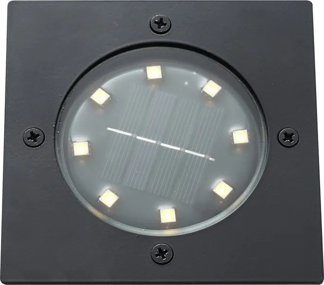 Zestaw 6 reflektorów gruntowych czarnych kwadratowych z LED IP65 solarnych - Terry