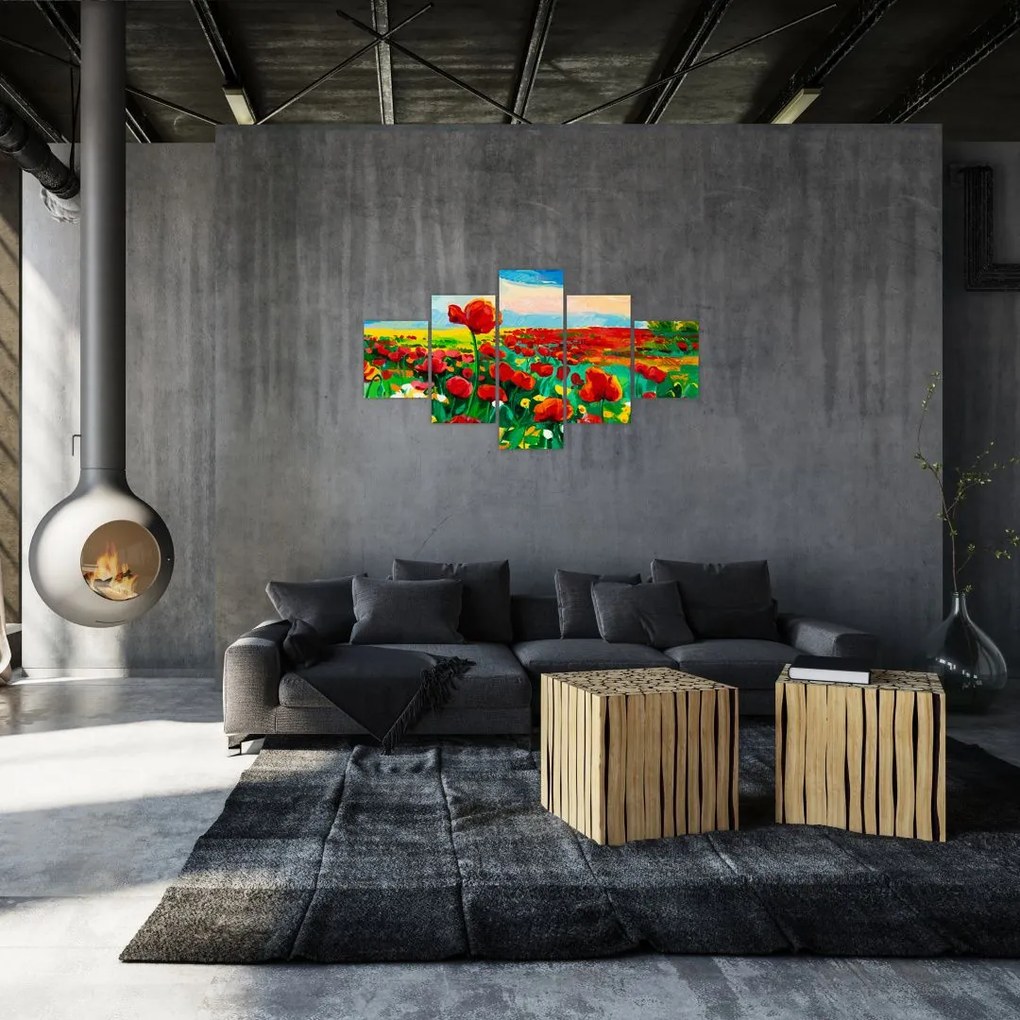 Obraz pola z makami (125x70 cm)
