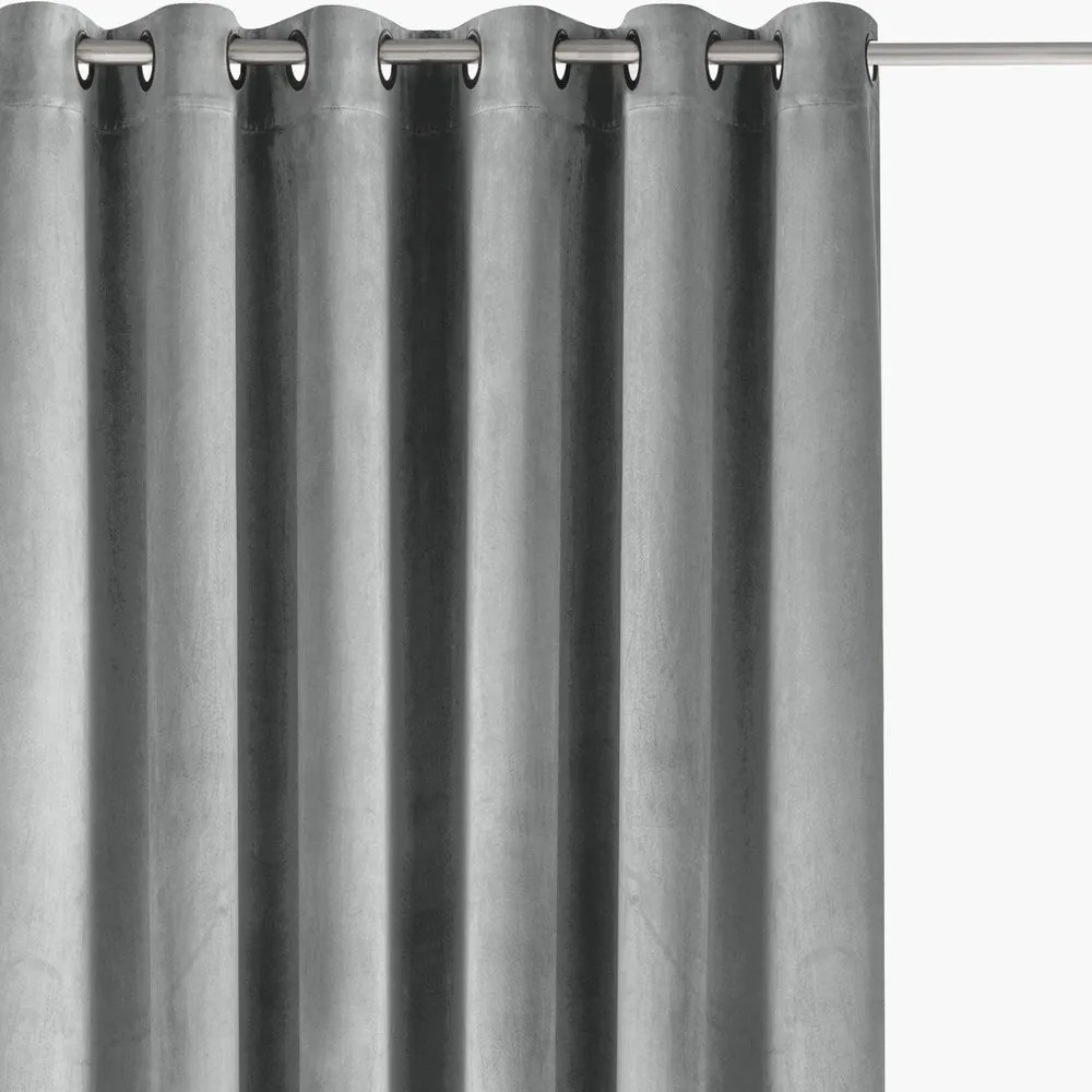 Szara aksamitna zasłona częściowo zaciemniająca (dimout) 265x250 cm Velto – Filumi
