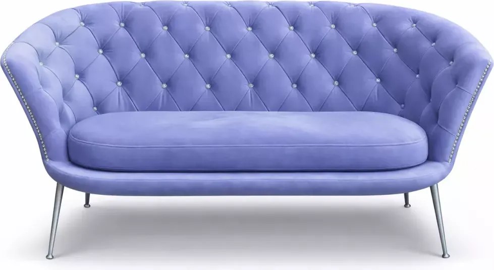 Tapicerowana i pikowana sofa muszelka Shelly