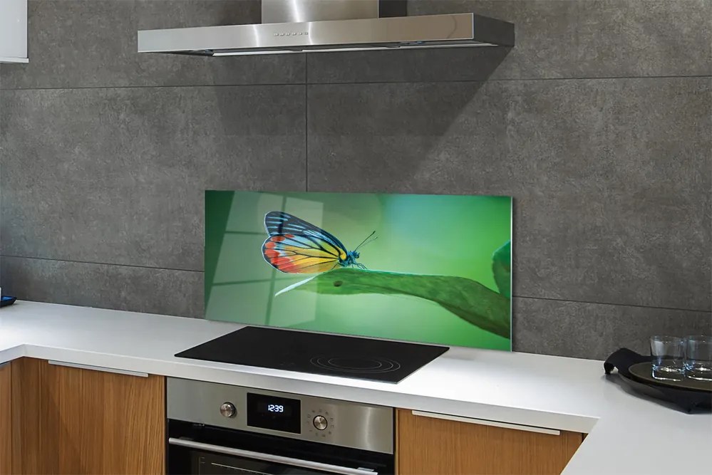 Panel nad Blat Kuchenny Motyl Odpoczywający na Liściu