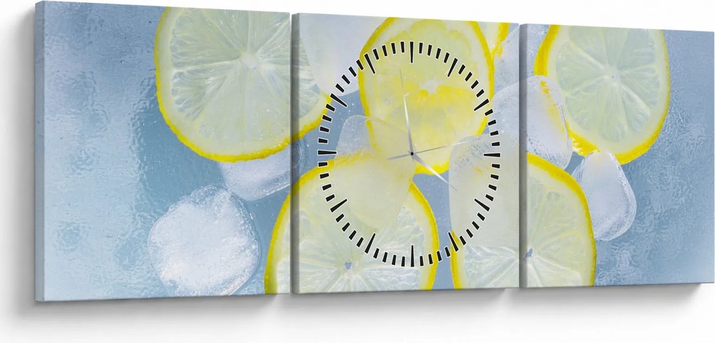Obraz cytryn w lodzie (z zegarem) (90x30 cm)