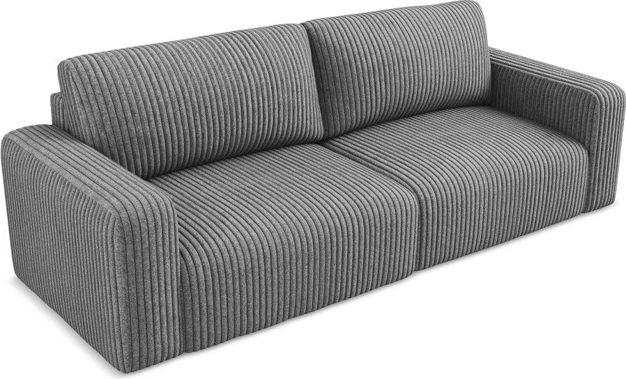 Szara sztruksowa rozkładana sofa ze schowkiem 252 cm Kona – Makamii