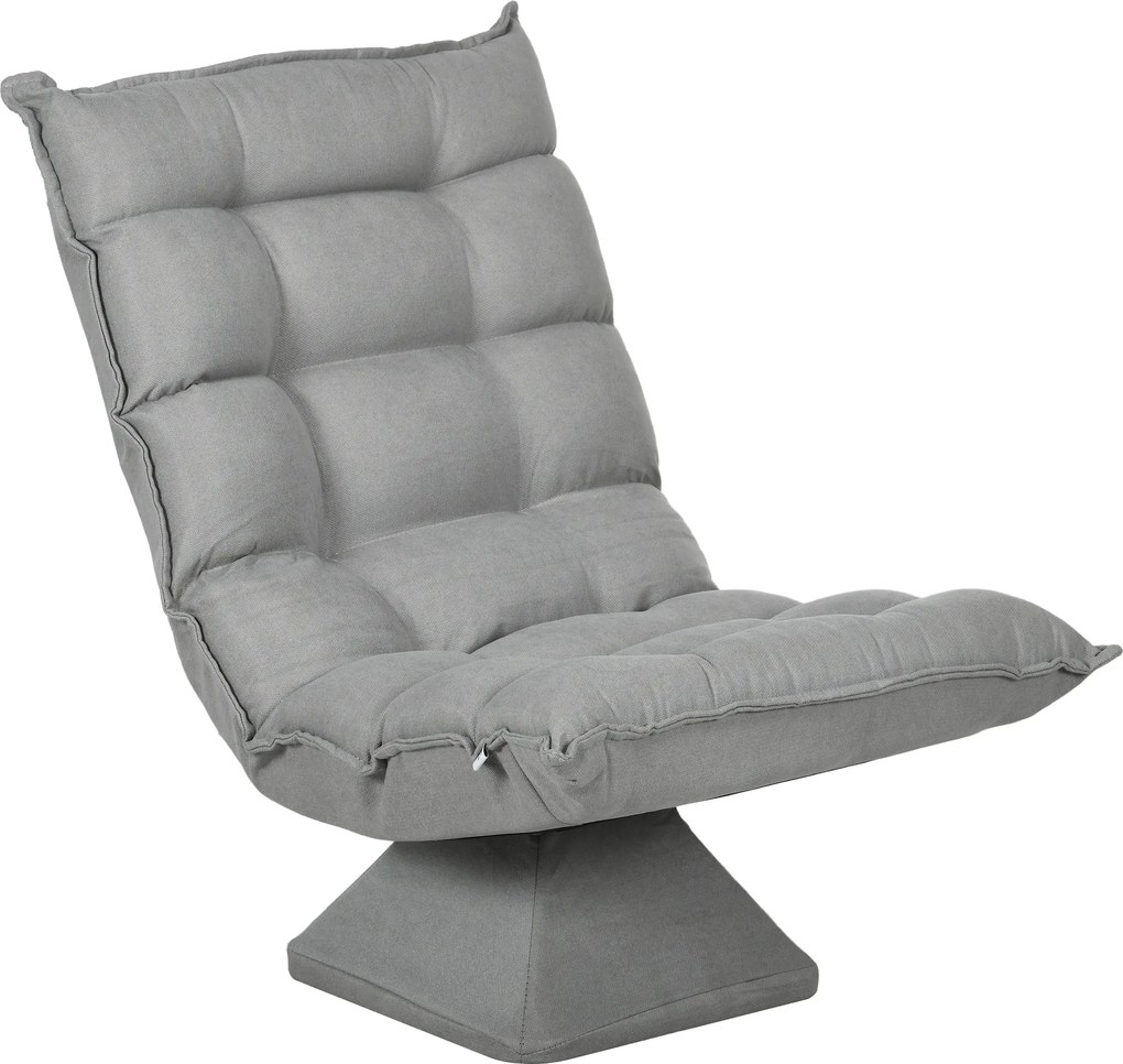 HOMCOM Fotel do czytania i relaksu, obrotowy, w wyglądzie aksamitu, 62 cm x 70 cm x 95 cm, Jasnoszary