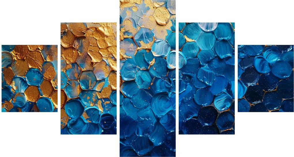Obraz - Niebiesko-złoty obraz (125x70 cm)