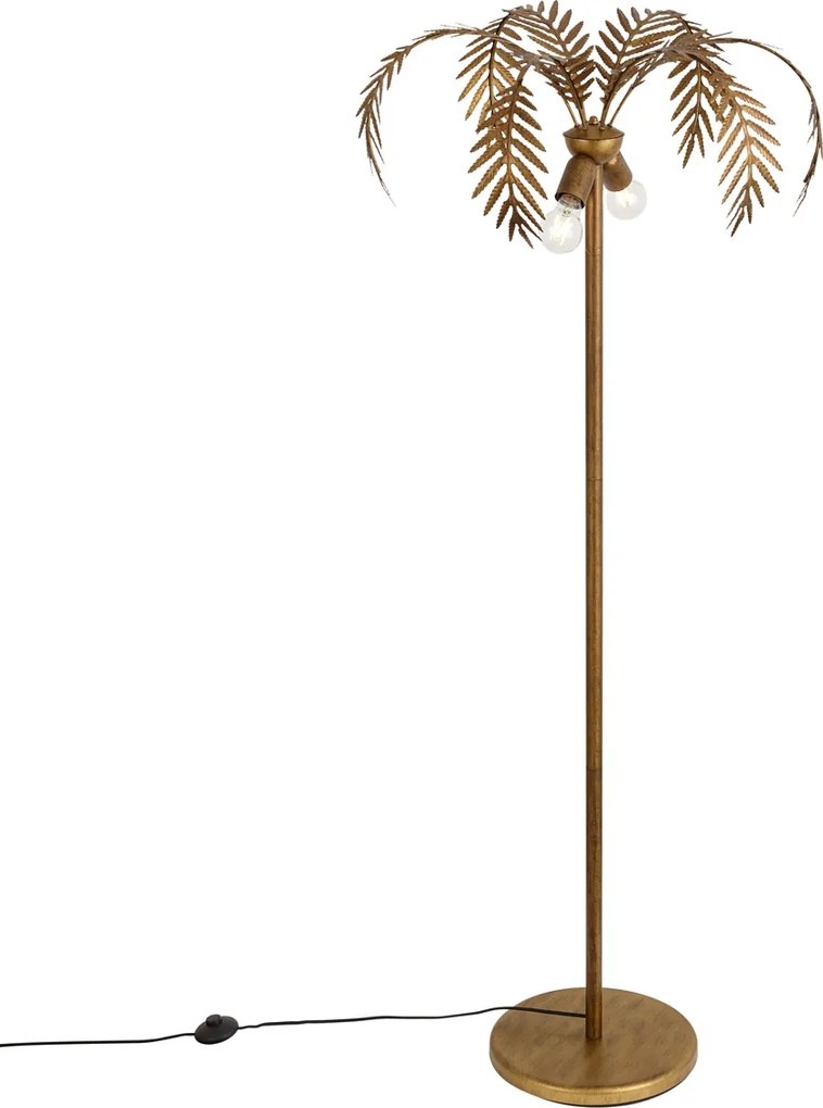 Lampa podłogowa w stylu vintage, złota, 156 cm, 2 punkty świetlne - Botanica