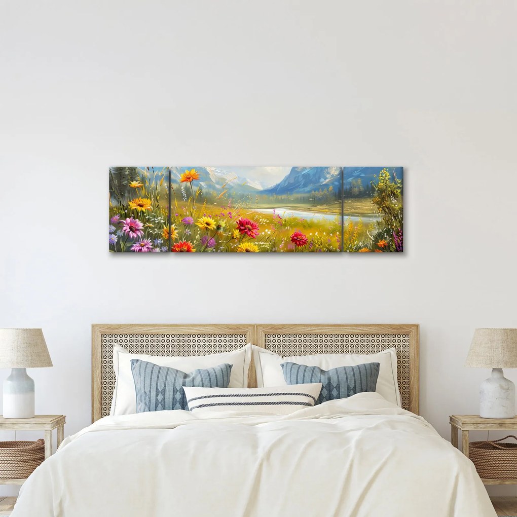 Obraz - Malowany krajobraz (170x50 cm)