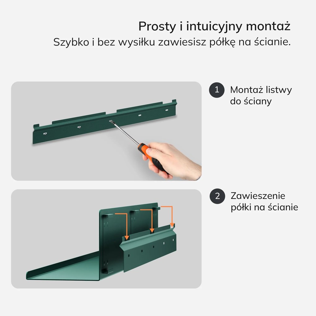 Półka wisząca metalowa butelkowa zieleń, 700 mm: JOANNE Modern
