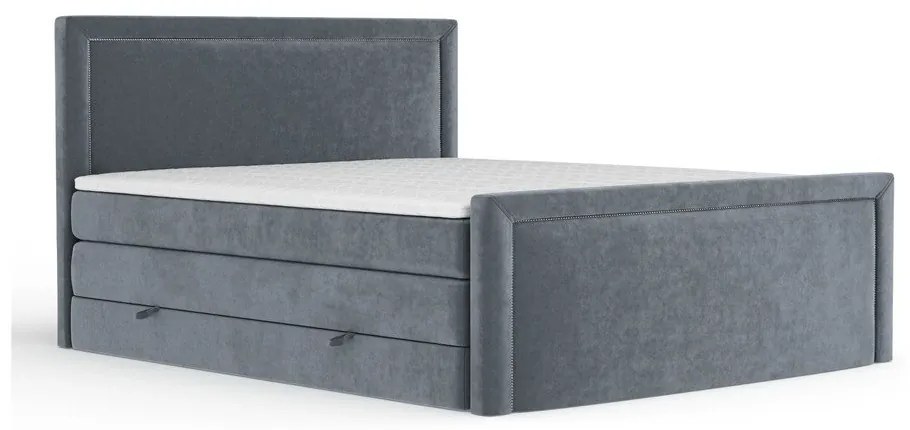 Ciemnoszare łóżko kontynentalne ze schowkiem 200x200 cm Lavenda – Maison de Rêve