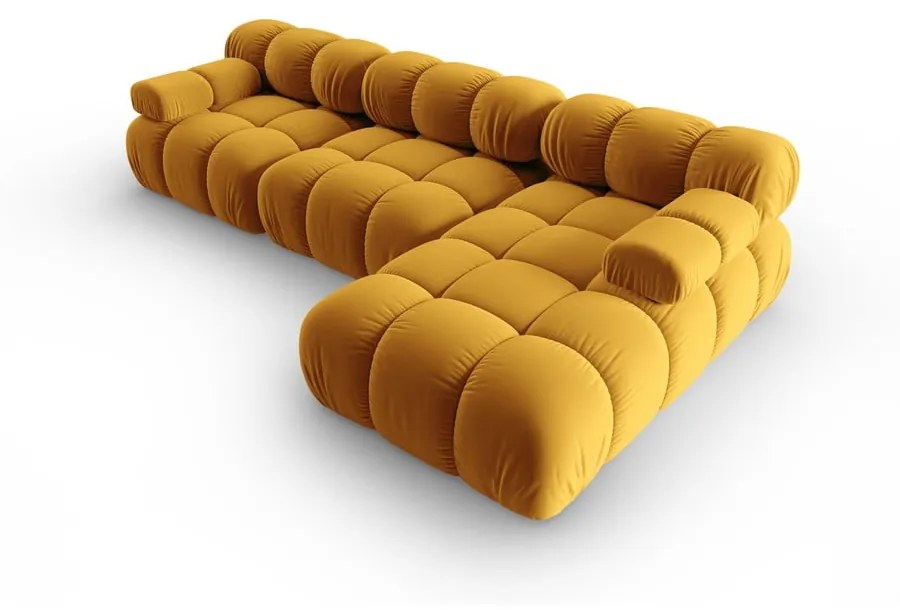 Żółta aksamitna sofa 285 cm Bellis – Micadoni Home