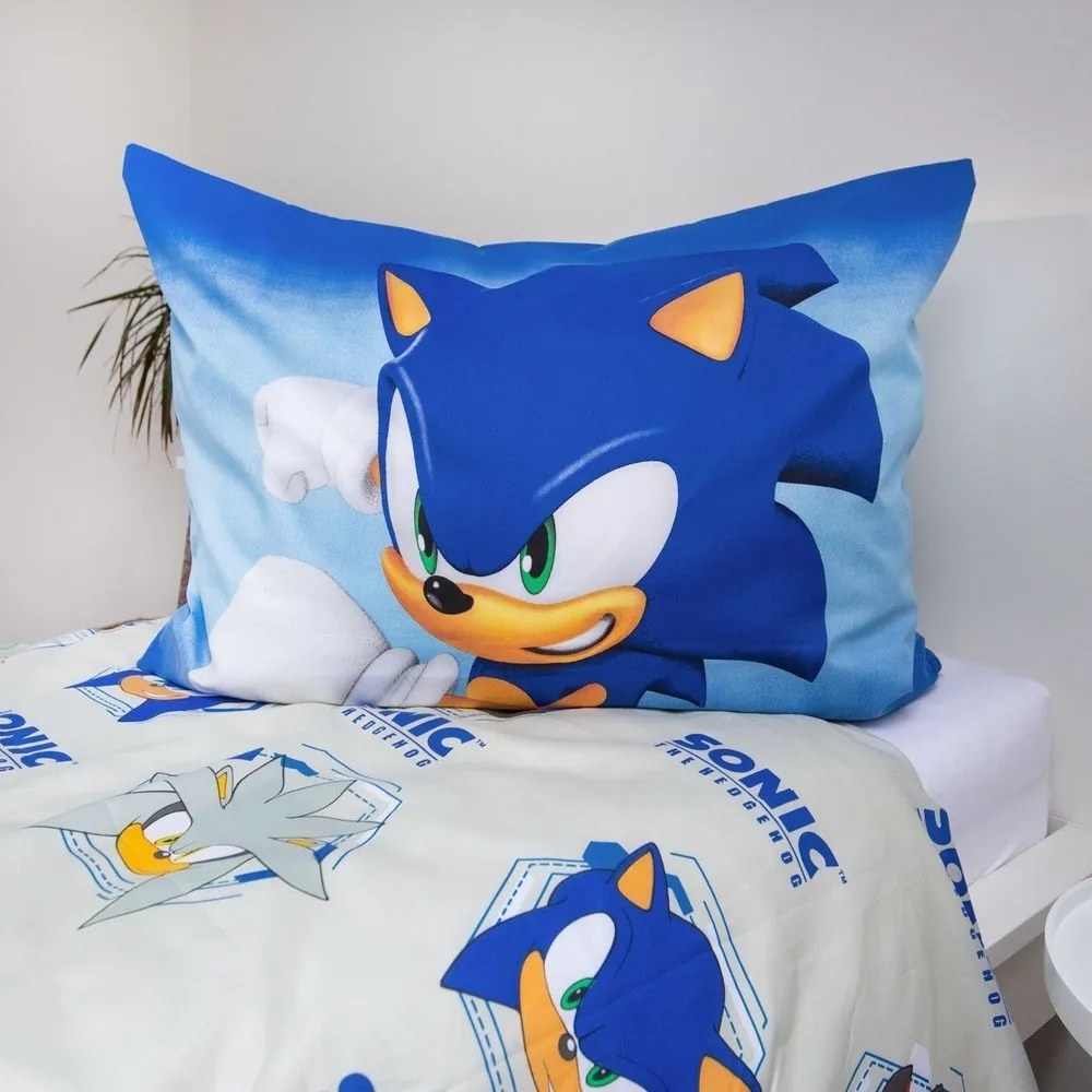 Niebieska pościel dziecięca jednoosobowa z mikrowłókna 140x200 cm Sonic – Jerry Fabrics