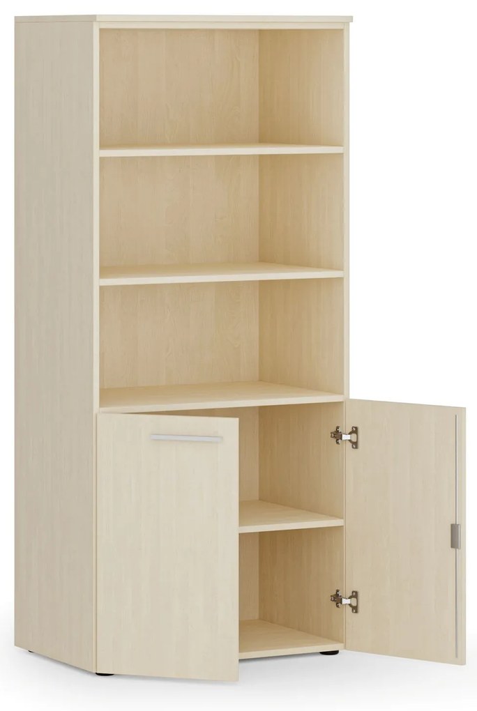 Szafa biurowa z drzwiami niskimi PRIMO WOOD, 800 x 500 x 1781 mm, brzoza