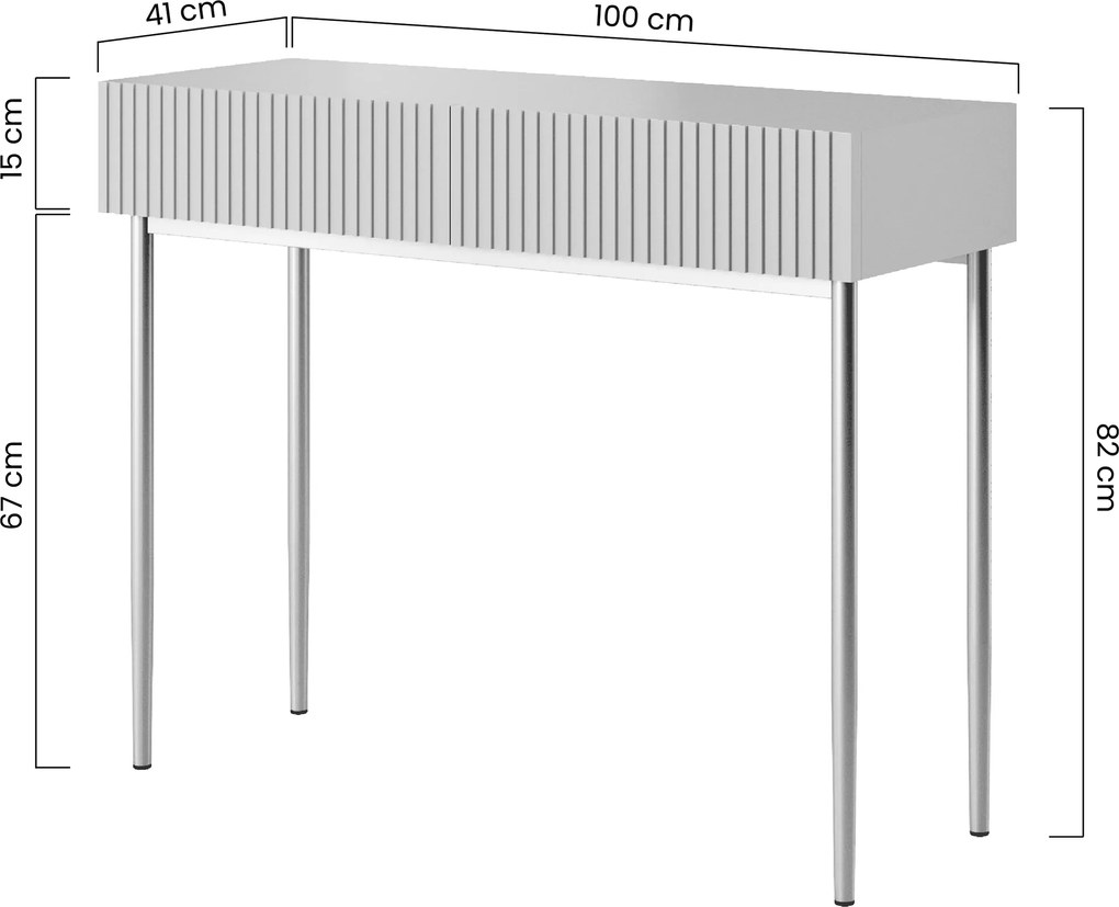 Toaletka Nicole z czarnym lustrem 60 cm - biały mat / czarne nóżki