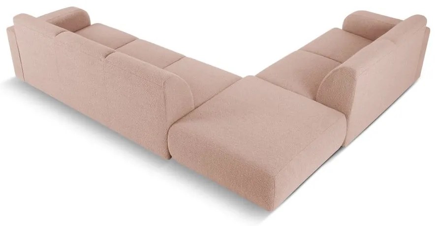 Różowy narożnik z materiału bouclé (lewostronny) Molino – Micadoni Home