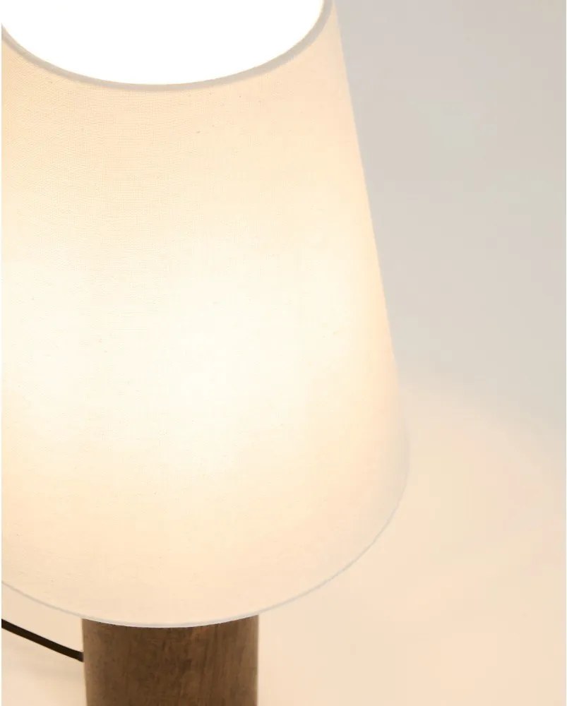 Biała/w ciemnym naturalnym kolorze lampa stołowa z tekstylnym kloszem (wysokość 49,5 cm) Marga – Kave Home