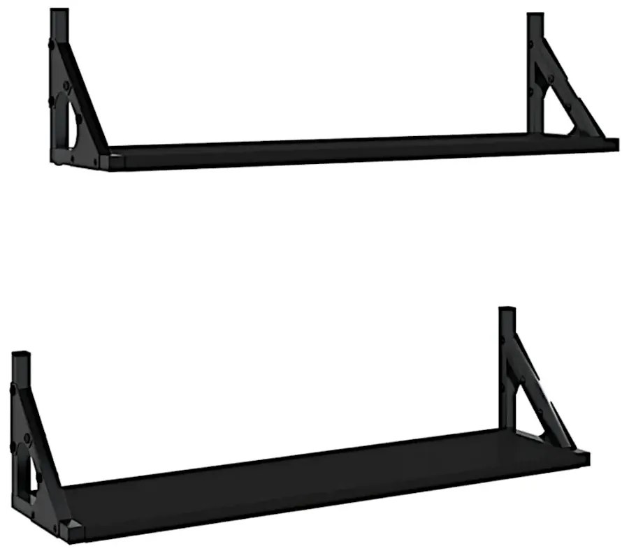 Zestaw Dwóch Czarnych Półek 60 Cm T2-C97