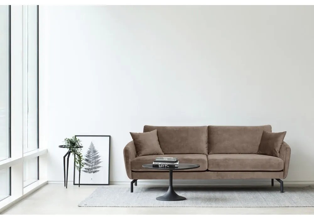 Brązowoszara sofa z aksamitnym obiciem Scandic Magic, szer. 230 cm