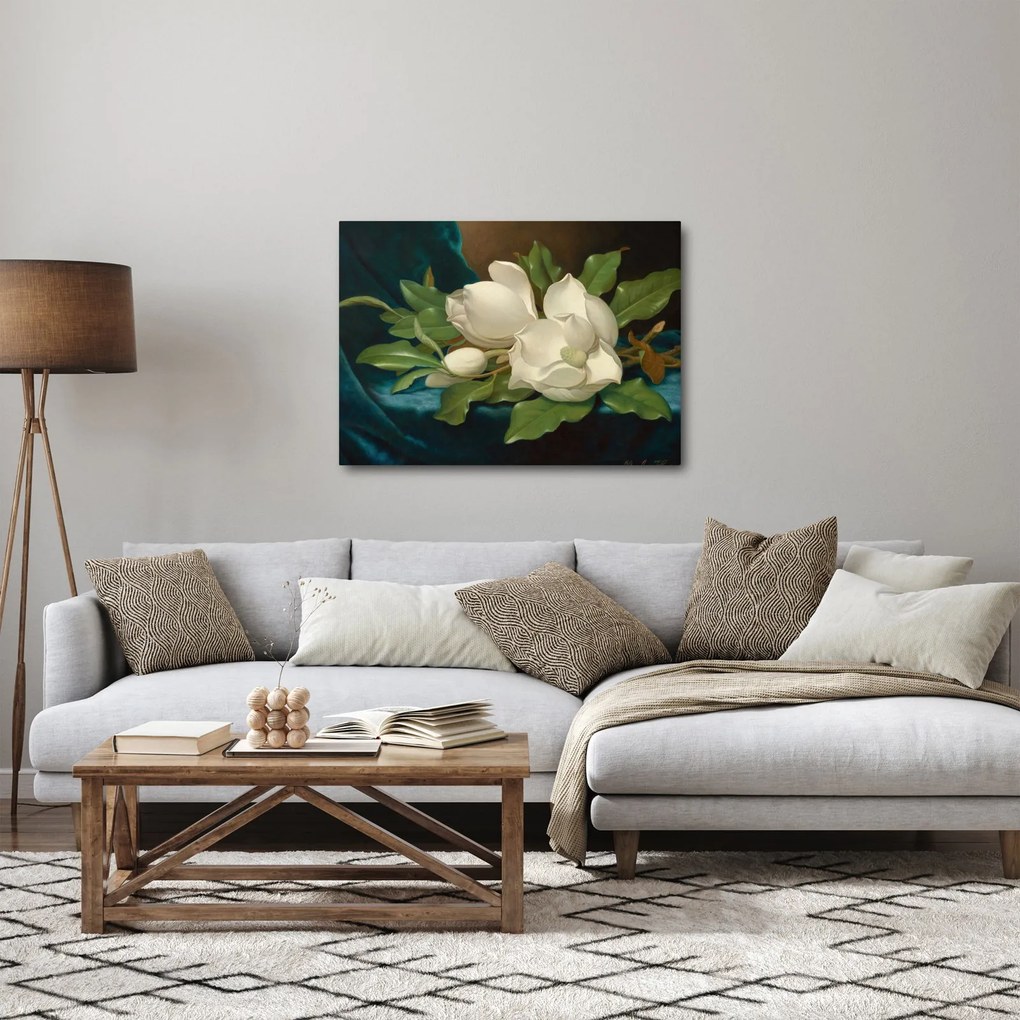 Obraz - Martin Johnson Heade, Giant Magnolias on a Blue Velvet Cloth, reprodukcje (70x50 cm)