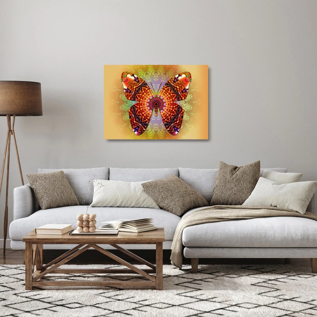 Obraz na szkle - Etno motyl (70x50 cm)