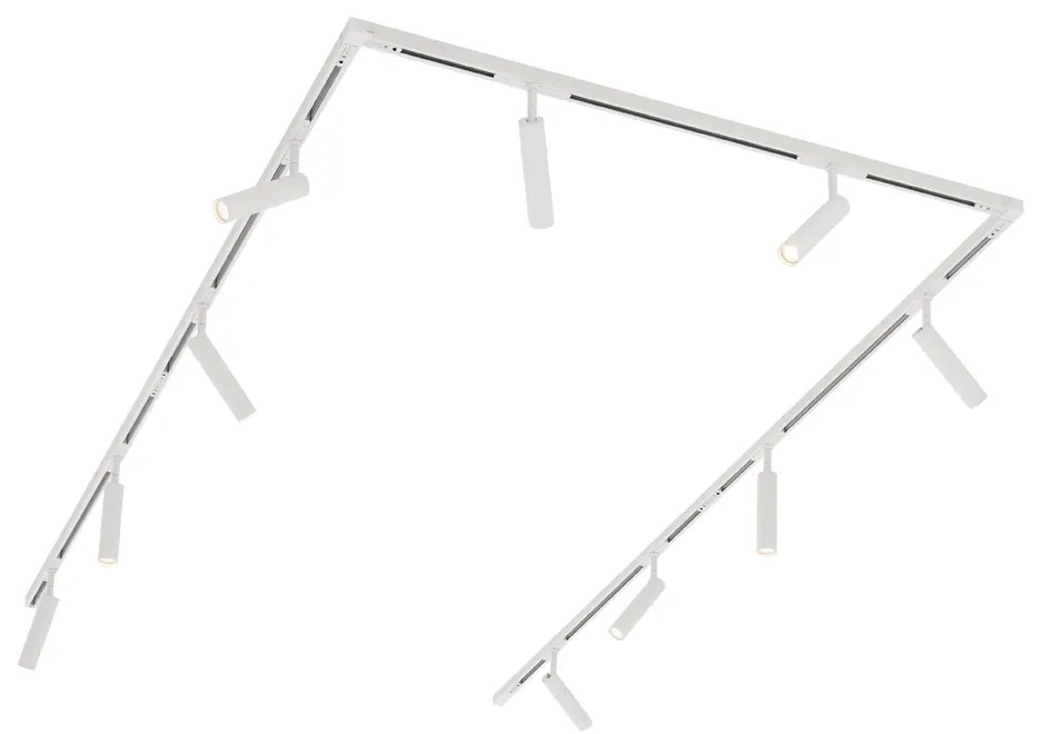 Nowoczesny system oświetlenia szynowego Slimline Uzzy z 10 białymi reflektorami jednofazowymi