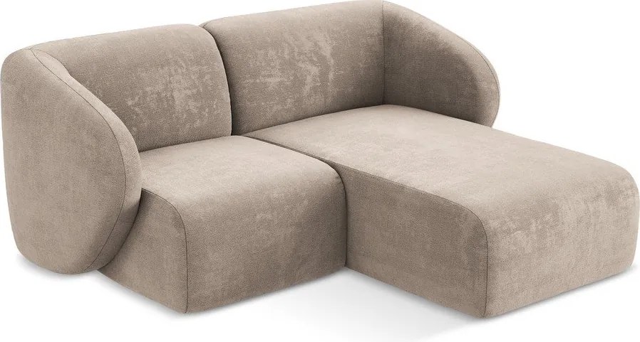 Jasnobrązowy narożnik z tkaniny szenilowej (prawostronny/z szezlongiem) Lani – Makamii