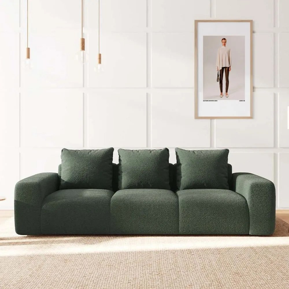 Zielona sofa z materiału bouclé 287 cm Monce – Rodier