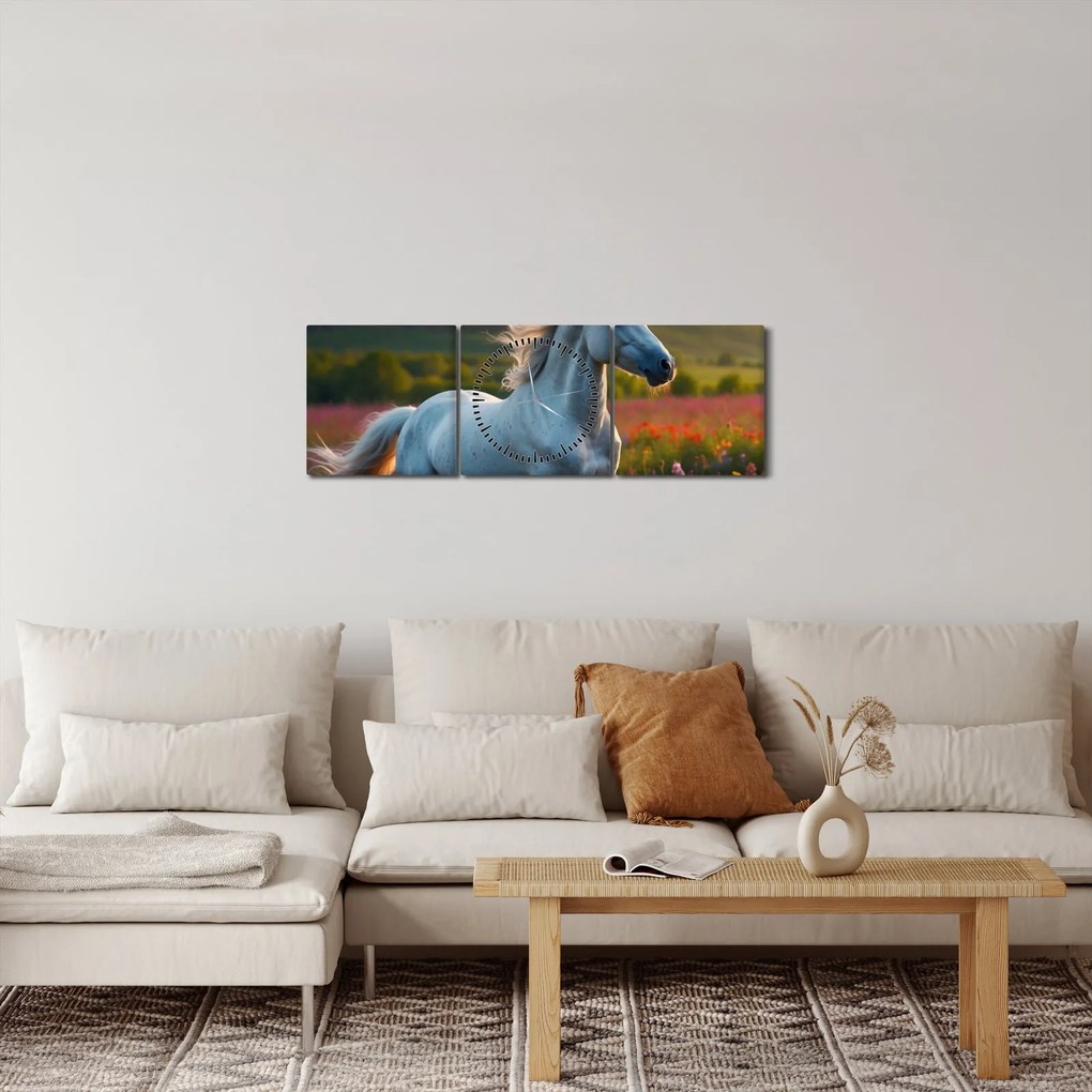 Obraz - Jednorożec (z zegarem) (90x30 cm)