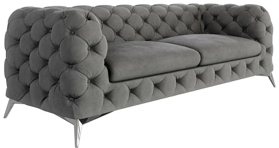 Szara aksamitna sofa 225 cm Chelsea – Ropez