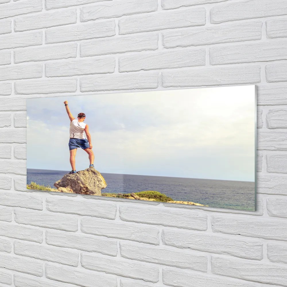 Szklany Panel Człowiek nad Morzem pod Niebem