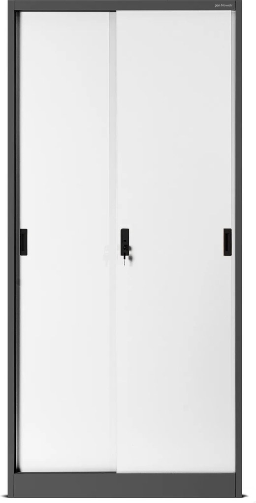 Przesuwna szafa biurowa Kuba 90x40x185 cm antracyt/biały
