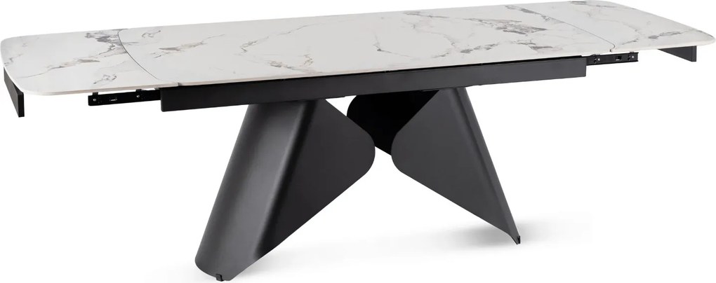 Ceramiczny stół z rozkładanym blatem Verona 160-240 cm, biały marmur/czarny