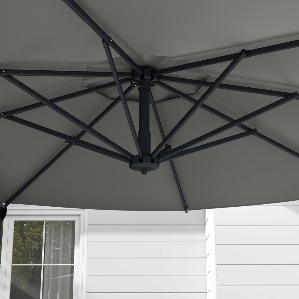 Outsunny Parasol Ogrodowy 3m Korba Regulowany Obrotowy Metal Ciemnoszary | Aosom PL