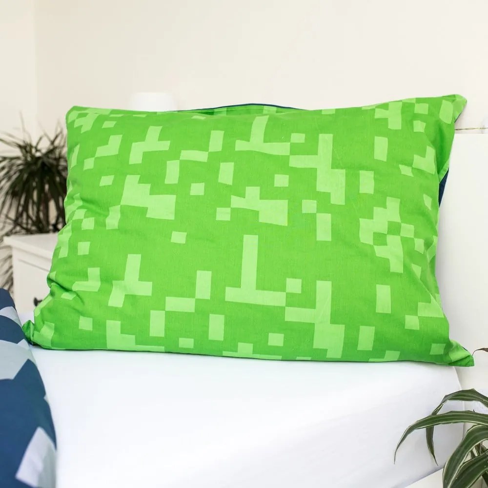 Zielono-niebieska bawełniana pościel dziecięca jednoosobowa 140x200 cm Minecraft "Sssleep Tight" – Jerry Fabrics