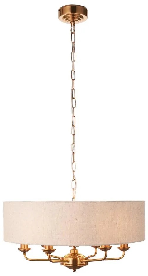 Endon 110722 - Żyrandol na łańcuchu HIGHCLERE 6xE14/40W/230V beżowy/mosiądz śr. 55 cm