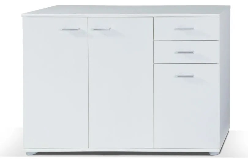 Komoda trzydrzwiowa z szufladami 106 cm - Mall, biały mat