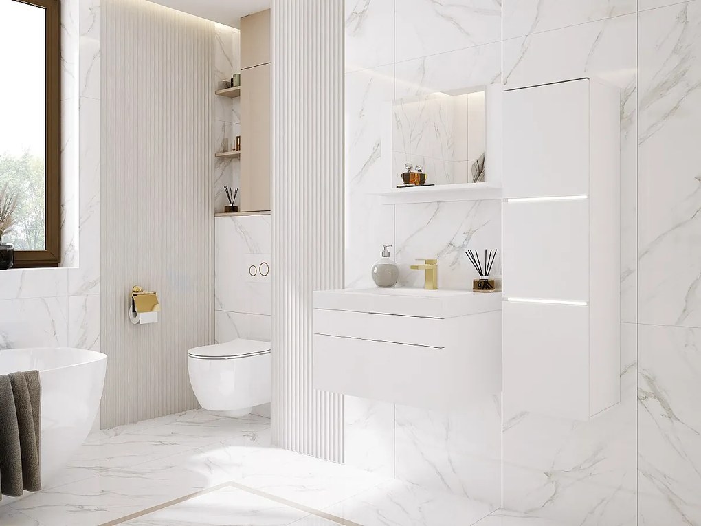 Zestaw mebli łazienkowych, Matowa biel, 90 x 110 cm