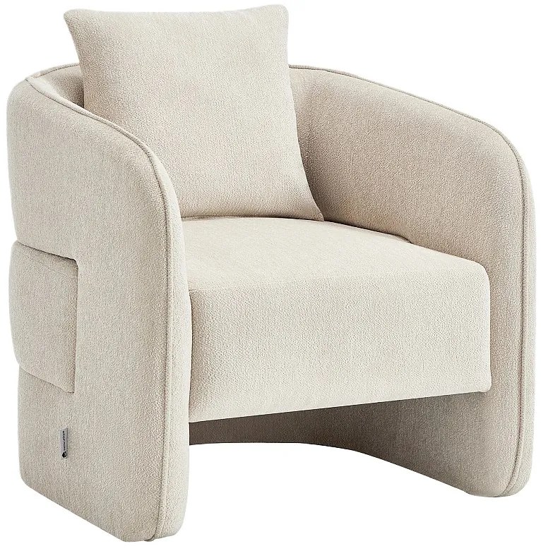 Fotel z tkaniny melanżowej beżowy LANITO