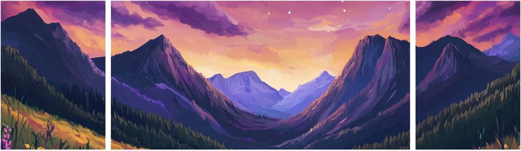 Obraz - Fioletowy krajobraz (170x50 cm)