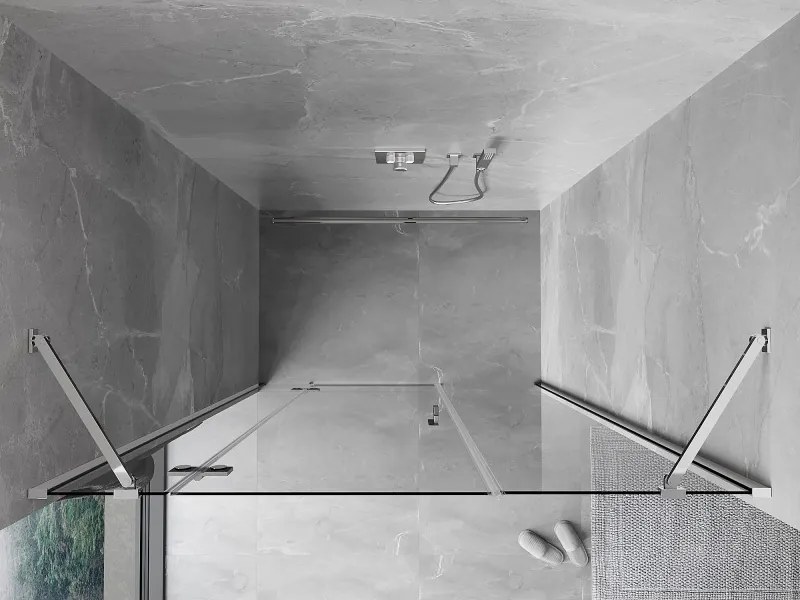 Mexen Mist-H drzwi prysznicowe uchylne lewe 140 cm, transparent, chrom - 8A5-140-001-01-00-L