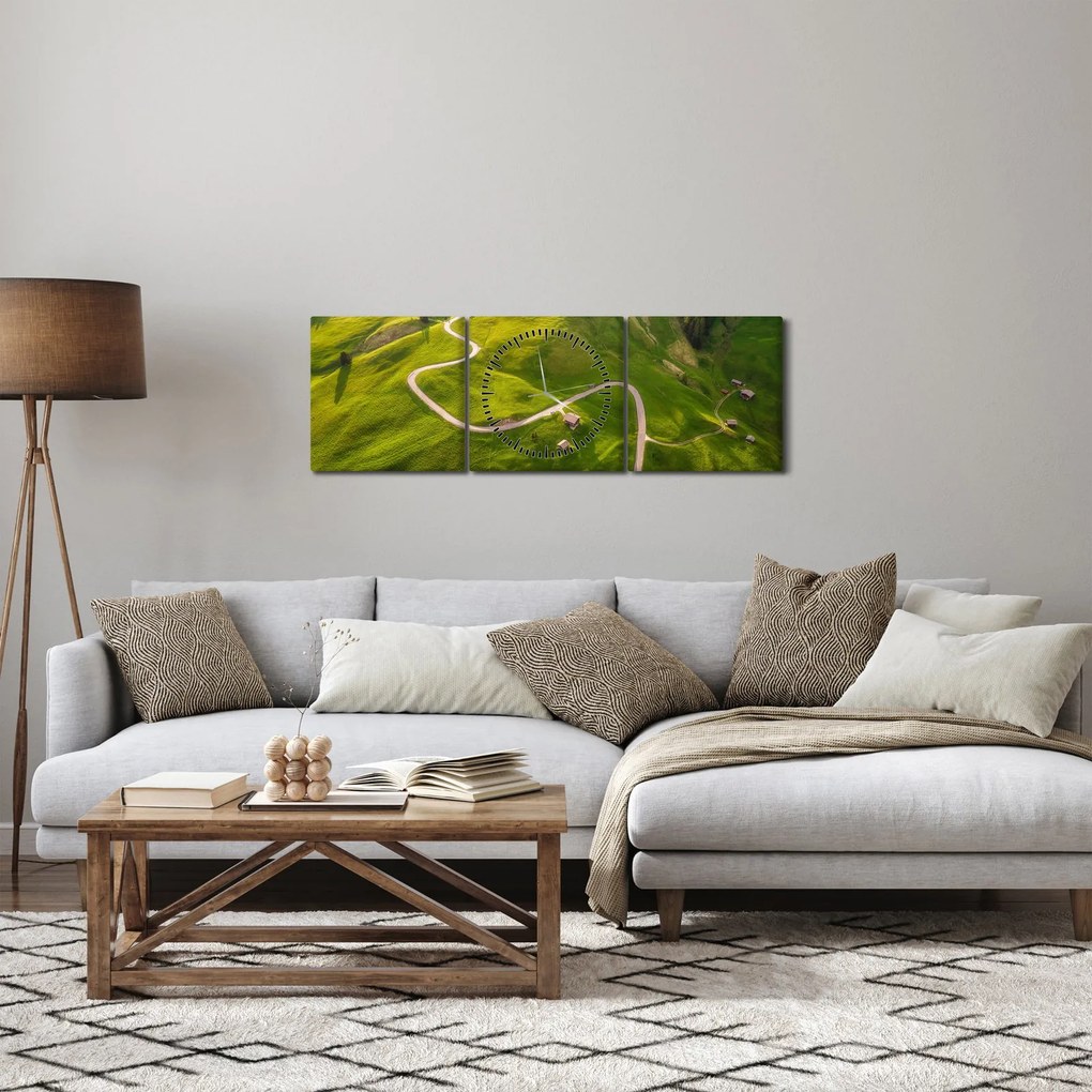 Obraz - Plateau Meadow (z zegarem) (90x30 cm)