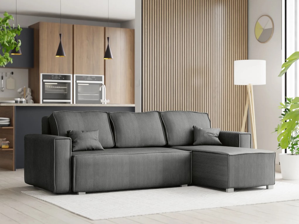 Rozkładana narożna sofa SMART COSARO szara, dwustronna + 2 poduszki GRATIS