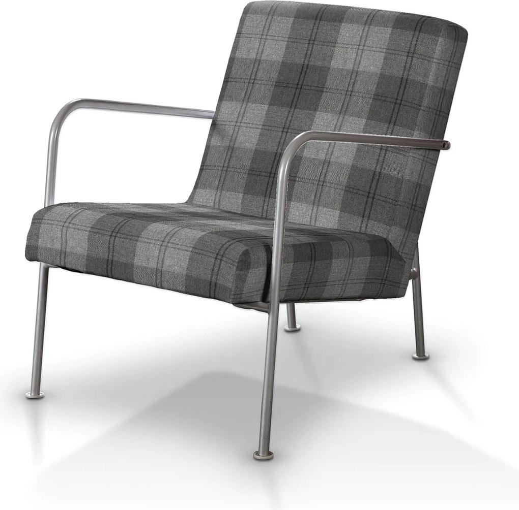 Pokrowiec na fotel Ikea PS kolor szary tkanina strukturalna, wzorzysta